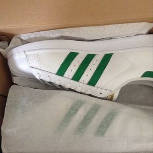 Adidas superstars sz 12 white green brand new